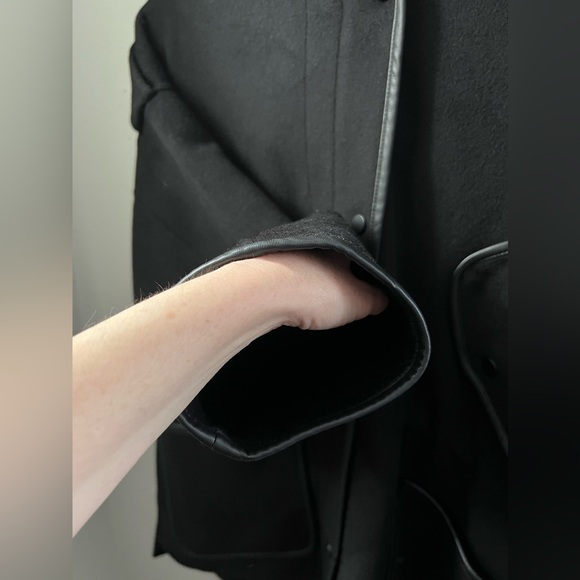 New Maje Gangmille Wool-Blend Hooded Coat in Black Size Small - Picture 4 of 9